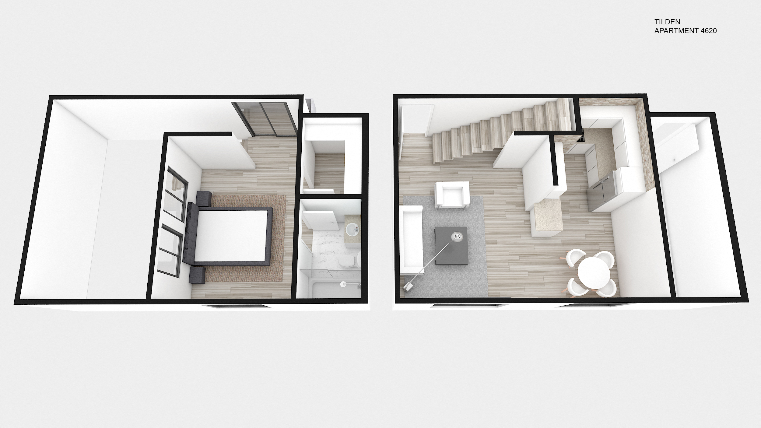 Floor plan for 1 bed, 1 bath, 653 sqft